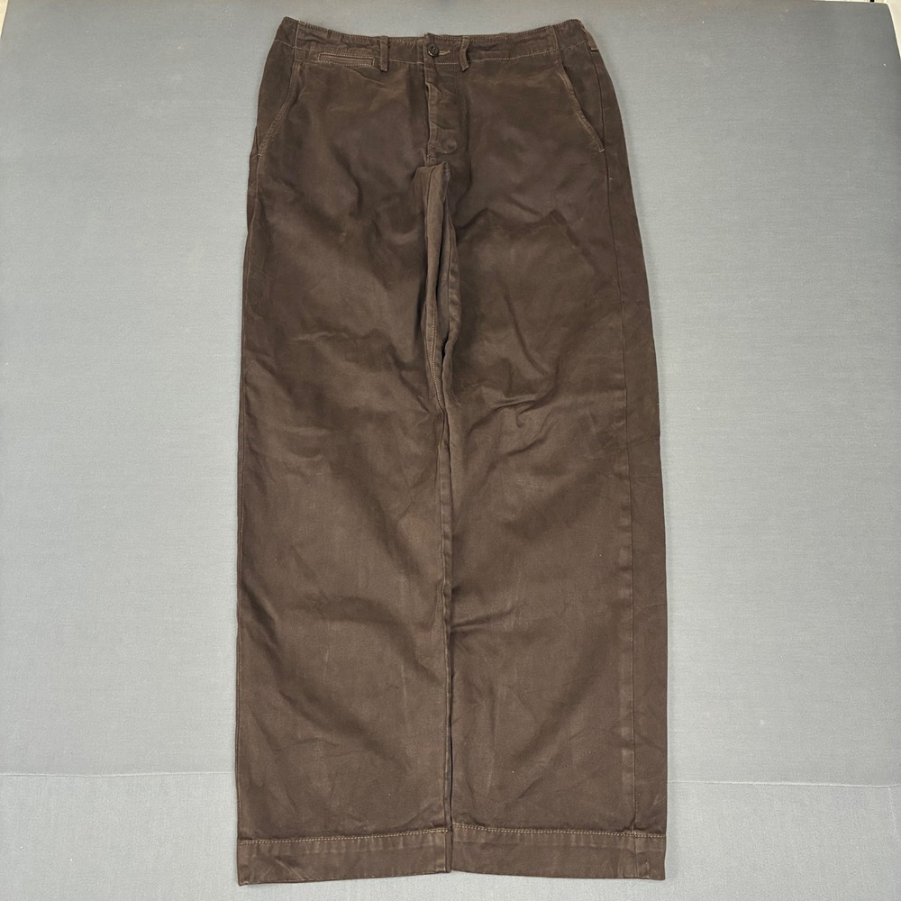 Wallace & Barnes Brown Button Fly Selvedge Officer Chino Pants Men's Size 31x30